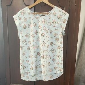 Elegant Floral Women's Blouse - White and Pink